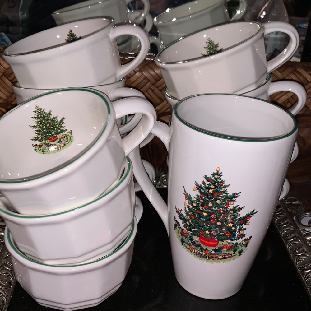 12 Pfaltzgraff Christmas Tree Mugs Made in the USA